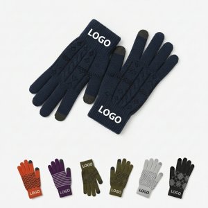 Navy Touchscreen Gloves for Women - Knit with Conductive Fingertips