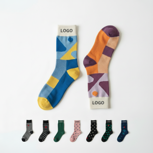 Colorful Abstract Pattern Cotton Casual Crew Socks