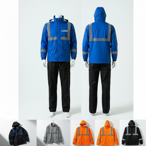 Waterproof Reflective Raincoat Suit with Breathable Oxford Fabric