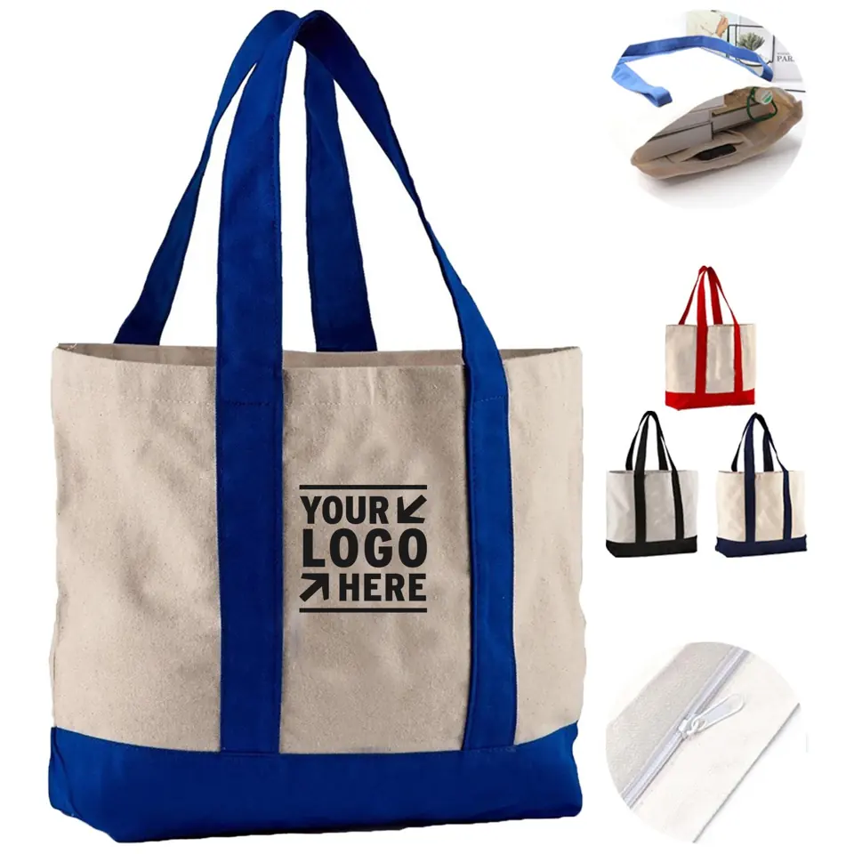 Nautical Striped Canvas Tote Bag