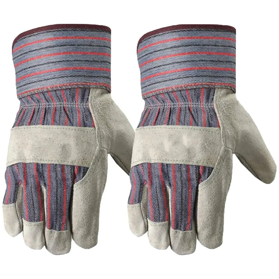 Durable Blue Leather Palm Work Gloves 2
