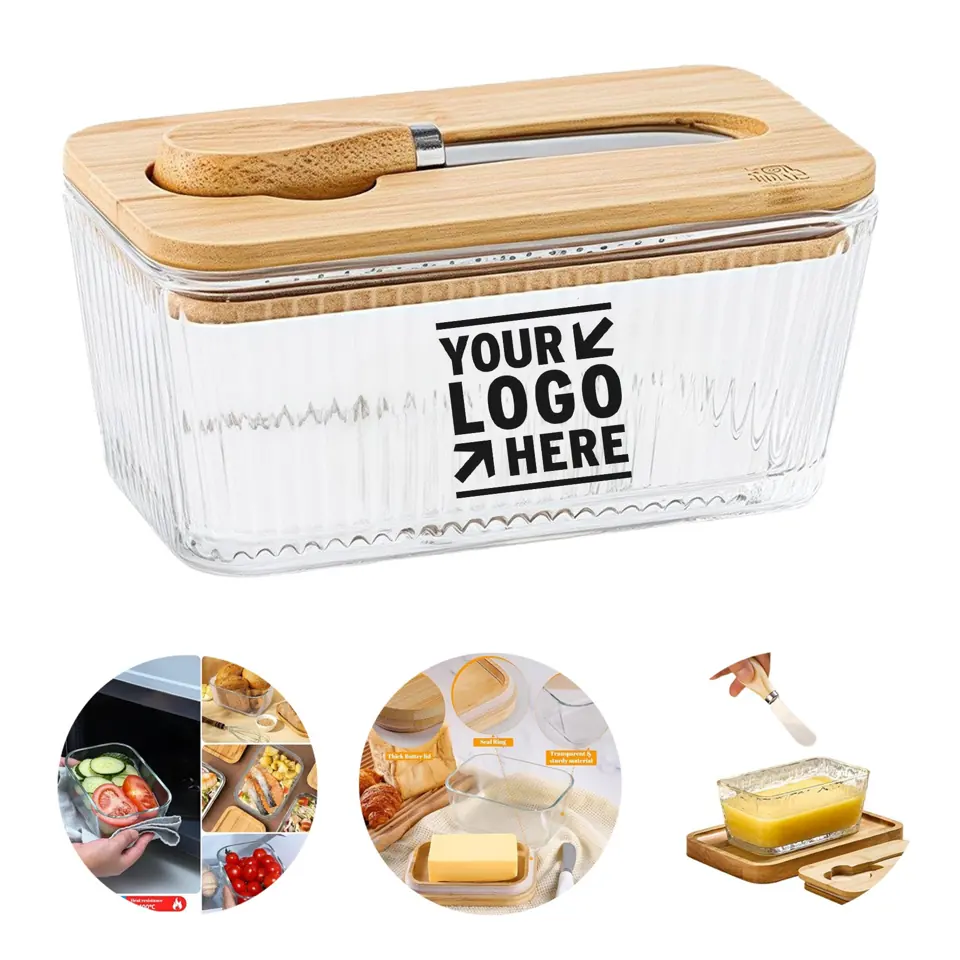 Glass Butter Dish with Wooden Lid