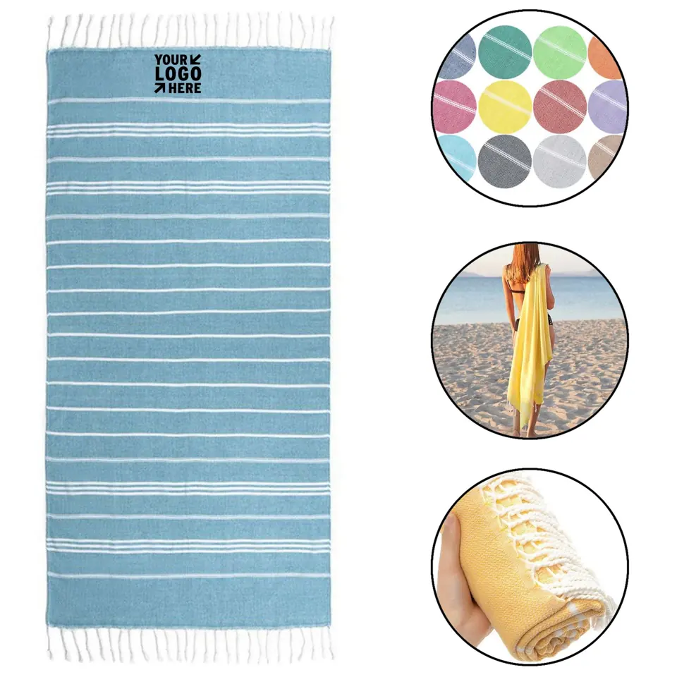 Premium Cotton Beach Towel with Fringe Trim