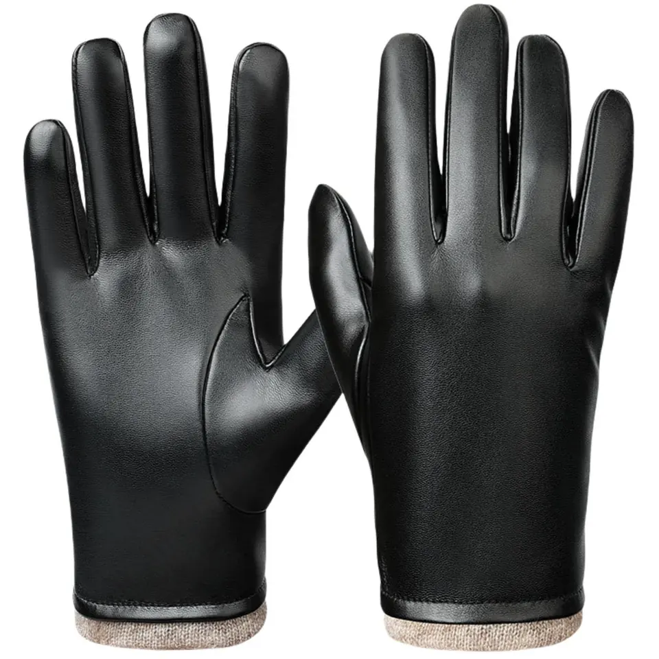 Winter Touchscreen Leather Gloves with Wool Lining 2