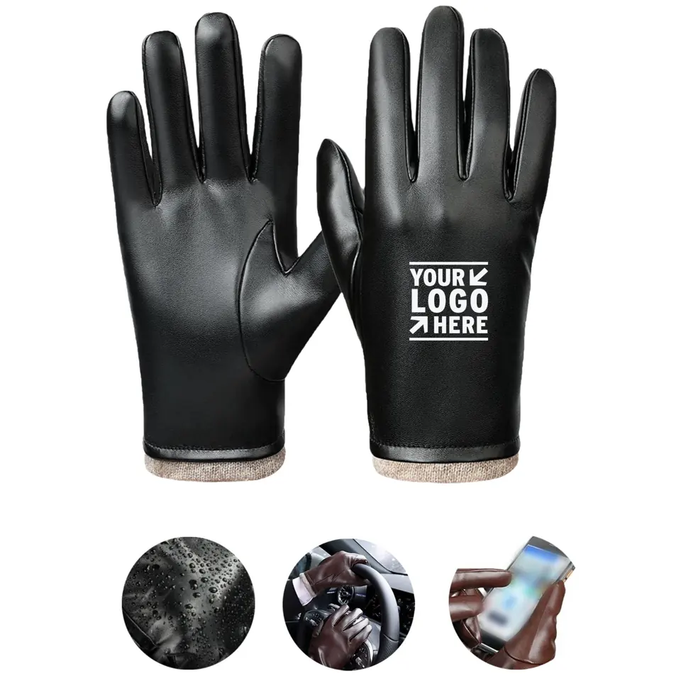 Winter Touchscreen Leather Gloves with Wool Lining
