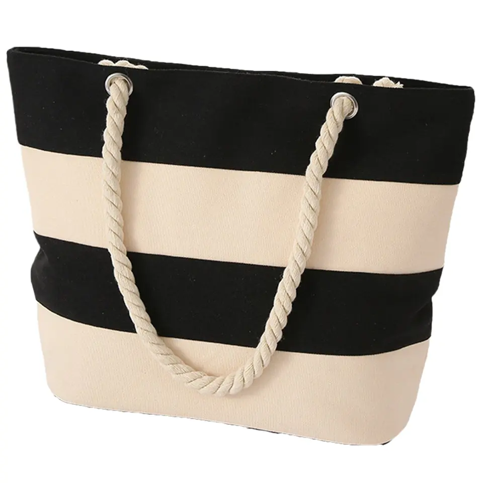 Multicolor Striped Canvas Carryall 2