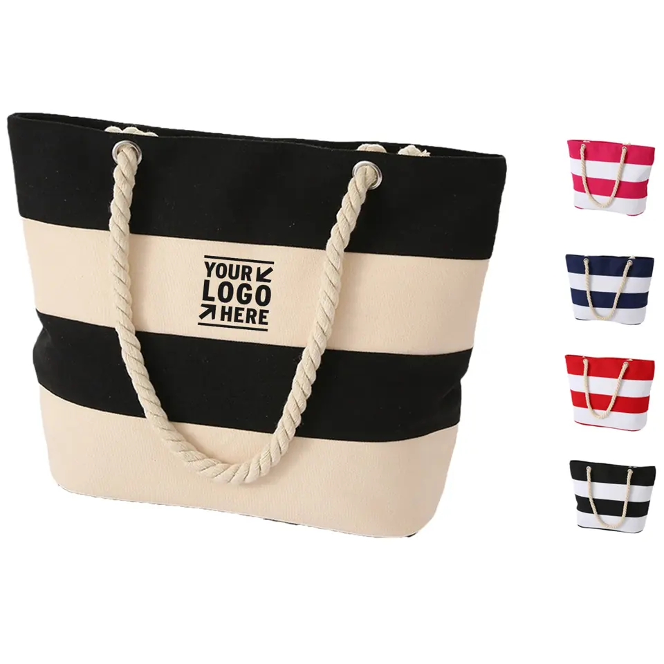 Multicolor Striped Canvas Carryall