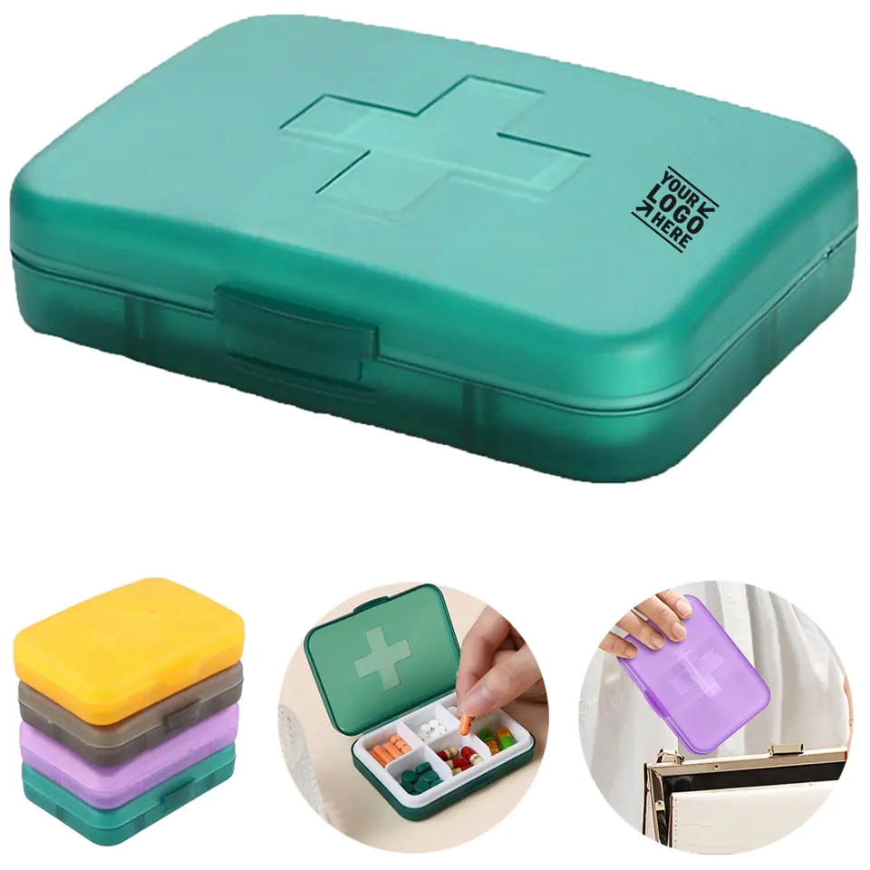 Compact 6-Section Pill Organizer