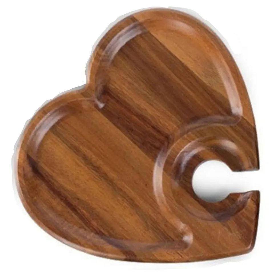 Elegant Heart-Shaped Serving Tray with Glass Holder 2
