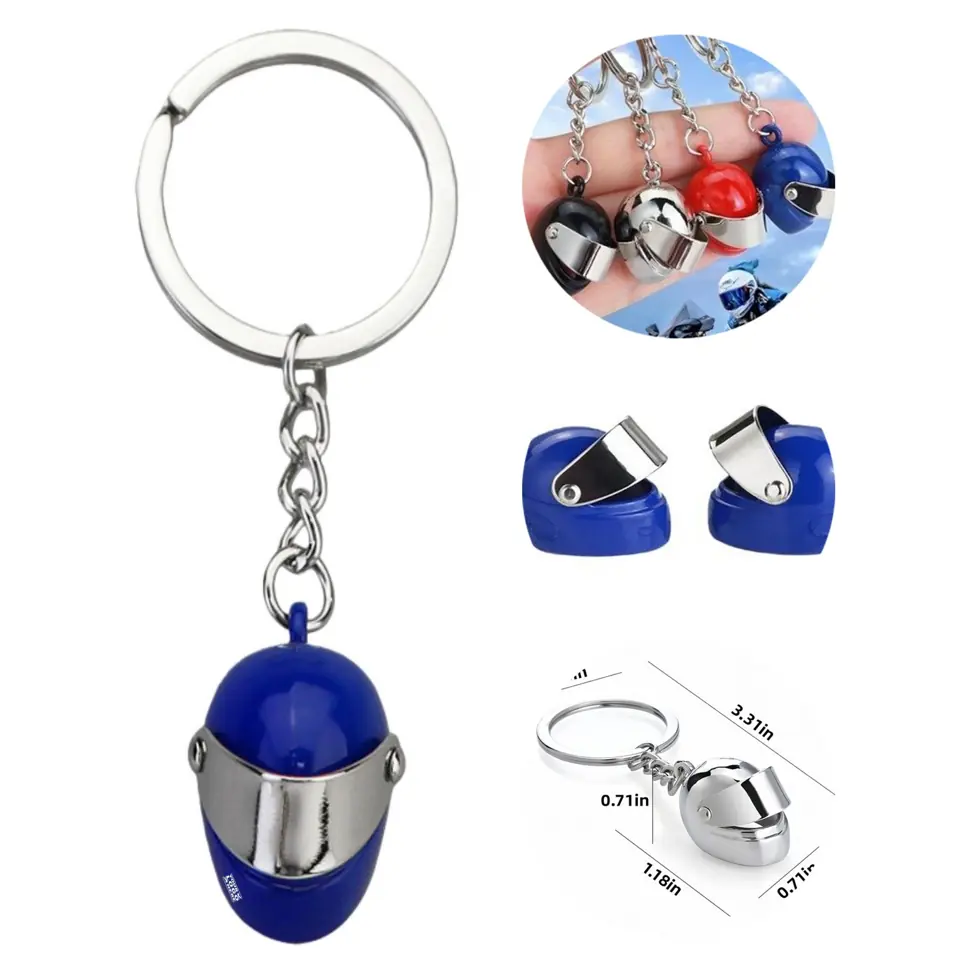 Miniature Motorcycle Helmet Keychain