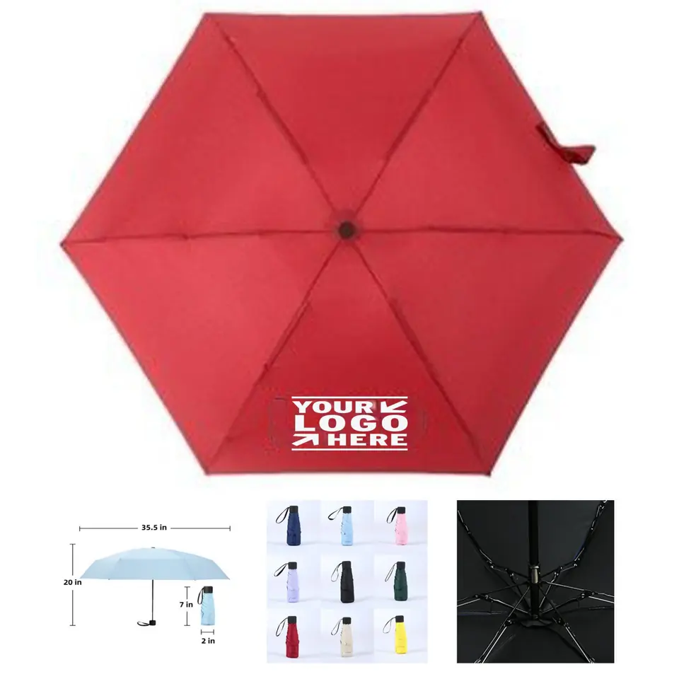 Compact 5-Fold Black Coated Umbrella