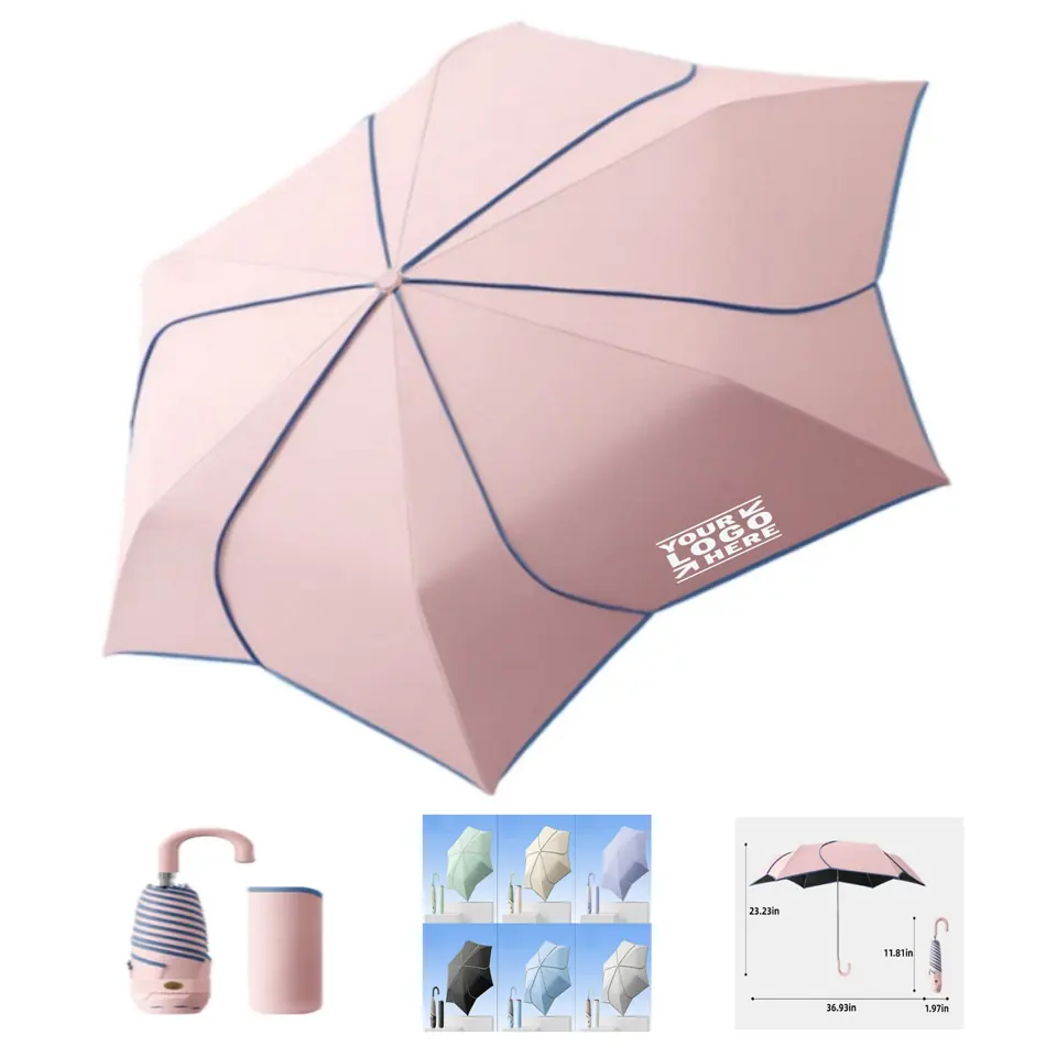 Elegant Petal-Fold Compact Umbrella with Sun Shield