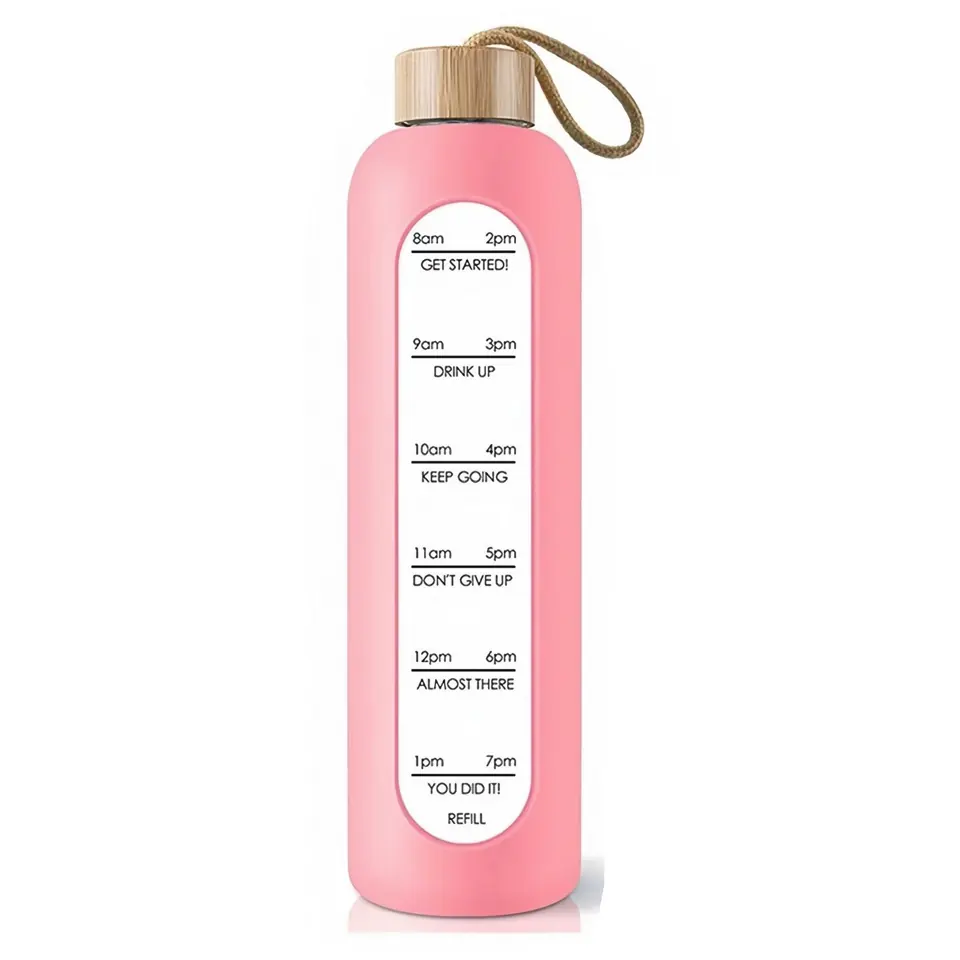 Premium Borosilicate Glass Water Bottle with Measurement Markings 2