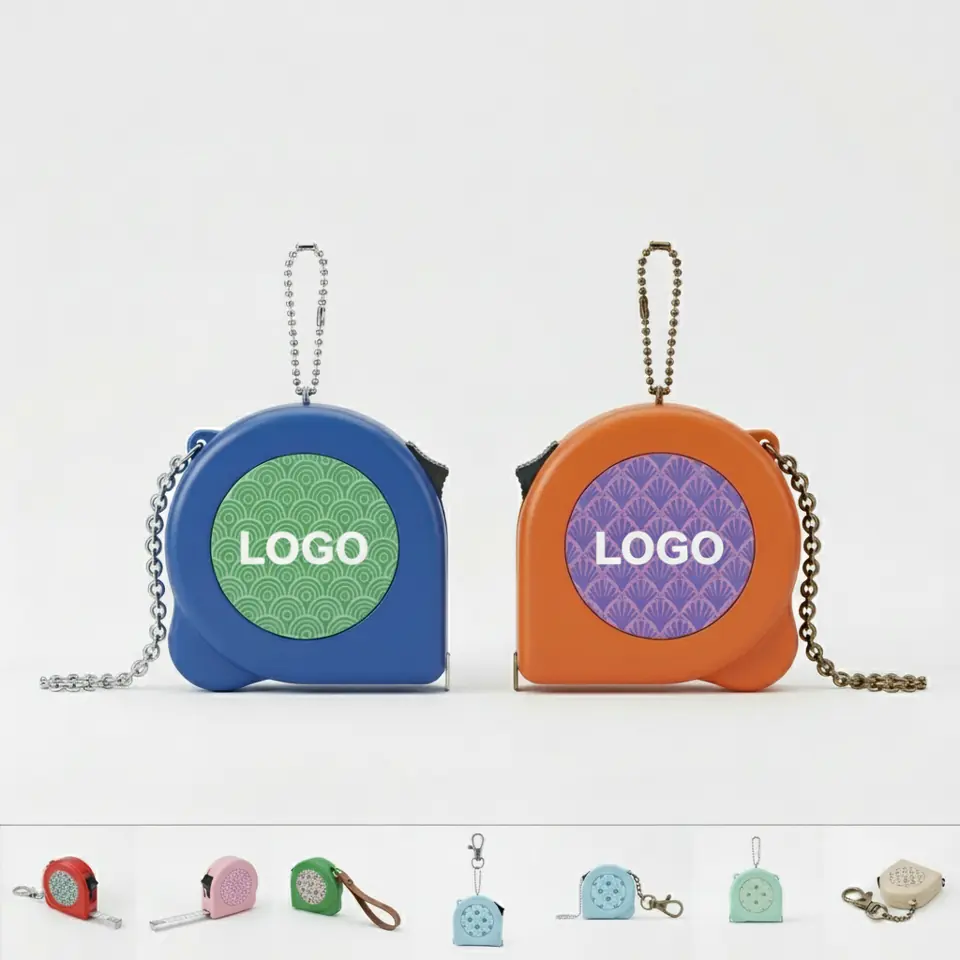 Colorful Compact Dual-Scale Keychain Tape Measure with Swivel Hook