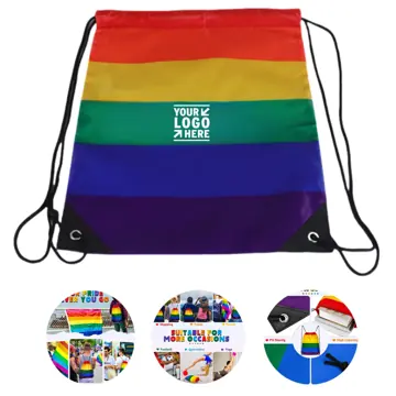 Compact Rainbow Drawstring Bag