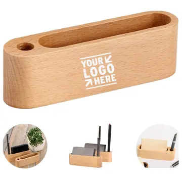 Elegant Wooden Card and Pen Organizer