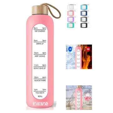 Premium Borosilicate Glass Water Bottle with Measurement Markings