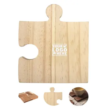 Puzzle-Shaped Wooden Coaster